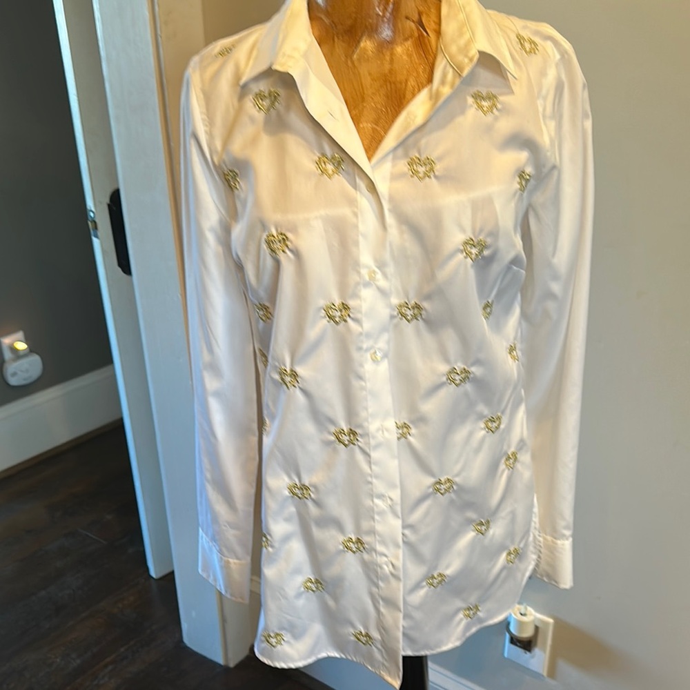 White Shirt with Gold Embroidery